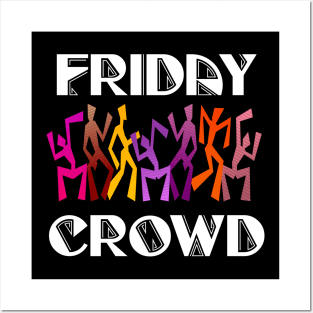 Friday crowd colorful dancing people Posters and Art